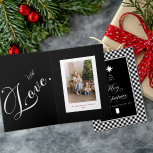 Merry Christmas Buffalo Plaid Folded Photo Card