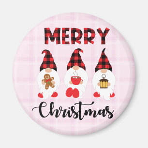 Merry Christmas- Buffalo Plaid Gnomes Magnet