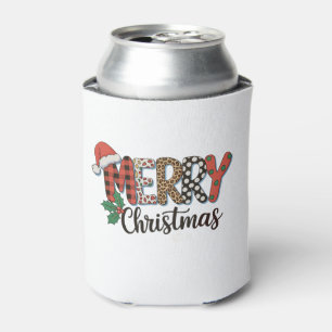 Merry Christmas Buffalo Plaid Leopard Family Love Can Cooler