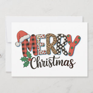 Merry Christmas Buffalo Plaid Leopard Family Love Holiday Card