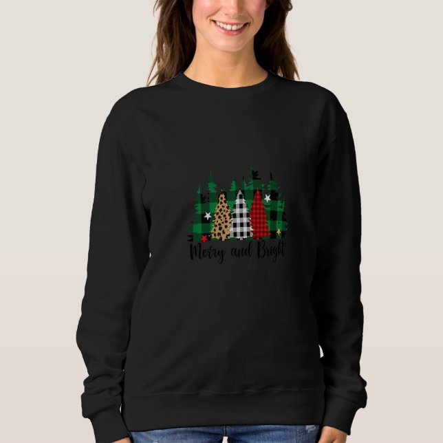 Merry Christmas Buffalo Plaid Leopard Sweatshirt (Front)