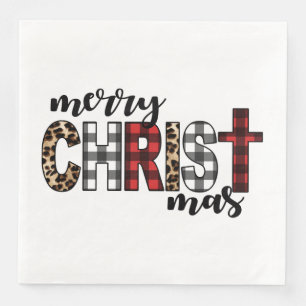 Merry CHRISTmas Buffalo Plaid Napkin