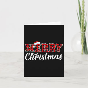 Merry Christmas Buffalo Plaid Red Santa Family Mat Card