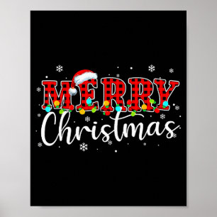 Merry Christmas Buffalo Plaid Red Santa Family Xma Poster