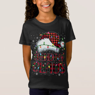 Merry Christmas Buffalo Plaid Red Santa Hat Grandp T-Shirt