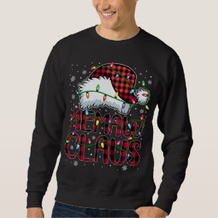 Merry Christmas Buffalo Plaid Red Santa Hat Memaw Sweatshirt