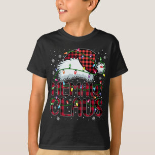 Merry Christmas Buffalo Plaid Red Santa Hat Memaw  T-Shirt