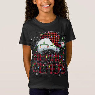 Merry Christmas Buffalo Plaid Red Santa Hat Memaw  T-Shirt