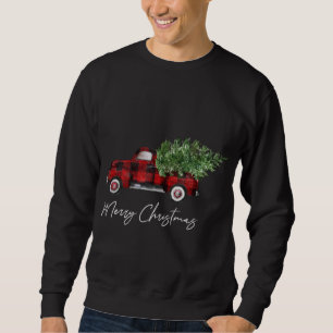 Merry Christmas Buffalo Plaid Red Truck Tree Sweatshirt