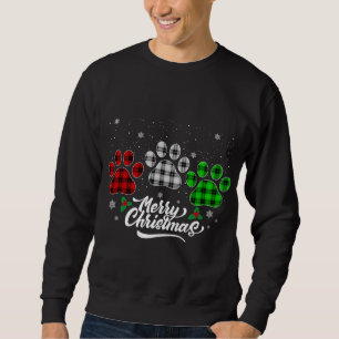 Merry Christmas Buffalo Plaid Red White Green Dog Sweatshirt