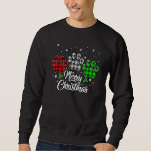 Merry Christmas Buffalo Plaid Red White Green Dog Sweatshirt