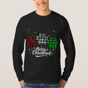 Merry Christmas Buffalo Plaid Red White Green Dog T-Shirt