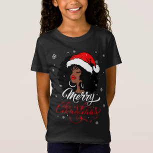 Merry Christmas Buffalo Plaid Santa Afro American T-Shirt