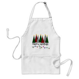 Merry Christmas Buffalo Plaid Trees Standard Apron