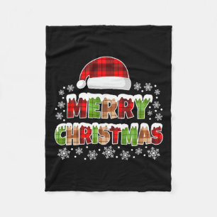 Merry Christmas Buffalo Plaid Xmas Men Women Kids  Fleece Blanket