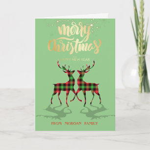 Merry Christmas,Buffalo Pleid Reindeers Holiday Card