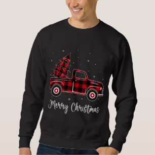 Merry Christmas Buffalo Red Plaid Truck Tree Sweatshirt