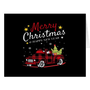 Merry Christmas Buffalo Truck Snowman Tree Red Pla