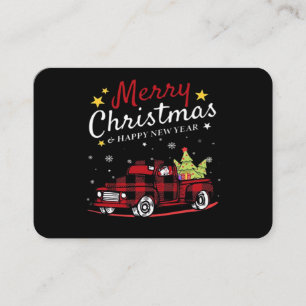 Merry Christmas Buffalo Truck Snowman Tree Red Pla Business Card