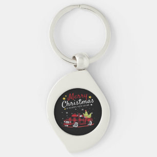 Merry Christmas Buffalo Truck Snowman Tree Red Pla Key Ring