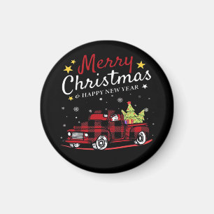 Merry Christmas Buffalo Truck Snowman Tree Red Pla Magnet
