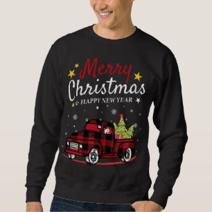 Merry Christmas Buffalo Truck Snowman Tree Red Pla Sweatshirt