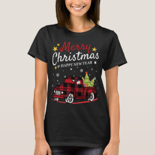 Merry Christmas Buffalo Truck Snowman Tree Red Pla T-Shirt