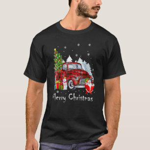 Merry Christmas Buffalo Truck Tree Red Plaid Famil T-Shirt