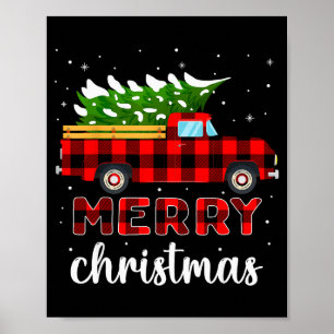 Merry Christmas Buffalo Truck Tree Red Plaid For M Poster