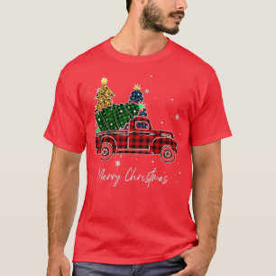 Merry Christmas Buffalo Truck Tree Red Plaid For M T-Shirt