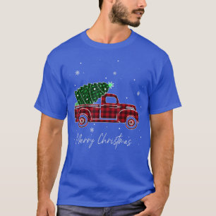 Merry Christmas Buffalo Truck Tree Red Plaid For M T-Shirt