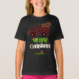 Merry Christmas Buffalo Truck Tree Red Plaid For T-Shirt