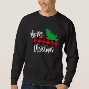 Merry Christmas Buffalo Truck Tree Red Plaid Men W Sweatshirt