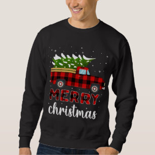 Merry Christmas Buffalo Truck Tree Red Plaid Sweatshirt