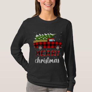 Merry Christmas Buffalo Truck Tree Red Plaid T-Shirt