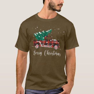 Merry Christmas Buffalo Truck Tree Red Plaid  T-Shirt