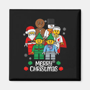 Merry Christmas Building Bricks Santa Elf Snowman Magnet