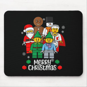 Merry Christmas Building Bricks Santa Elf Snowman  Mouse Pad