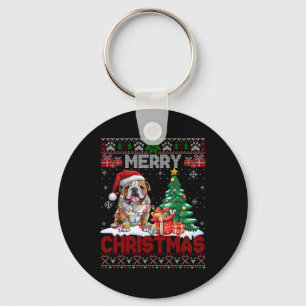 Merry Christmas Bulldog Dog Lovers Family Ugly Xma Key Ring