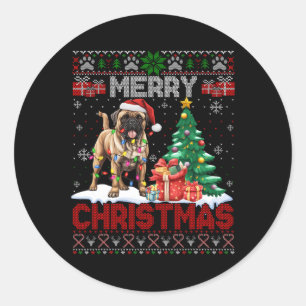 Merry Christmas Bullmastiff Lovers Family Ugly Xma Classic Round Sticker
