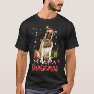 Merry Christmas Bullmastiff Santa Hat Tree Lights T-Shirt