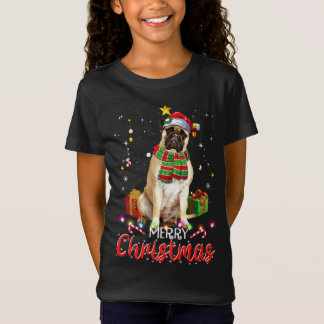 Merry Christmas Bullmastiff Santa Hat Tree Lights  T-Shirt