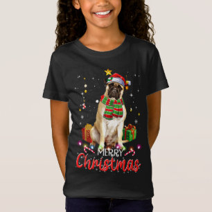 Merry Christmas Bullmastiff Santa Hat Tree Lights T-Shirt