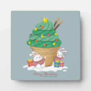 Merry Christmas: Bunnies & Ice Cream Plaque