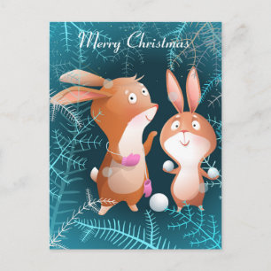 Merry Christmas Bunnies Postcard