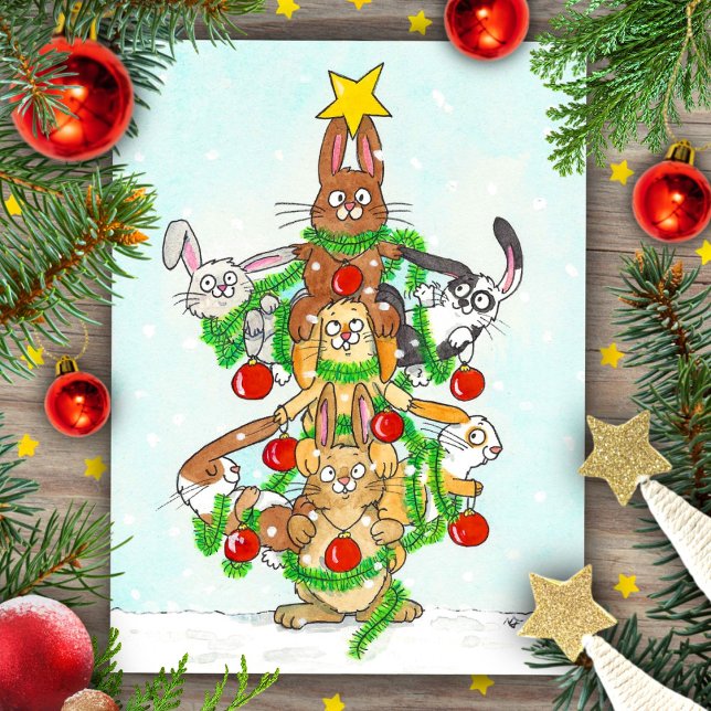 Merry Christmas Bunnies Postcard (Creator Uploaded)