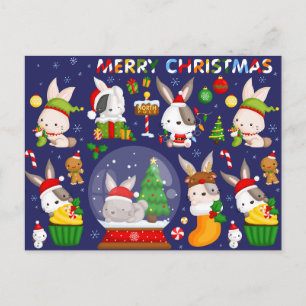 Merry Christmas Bunnies Postcard