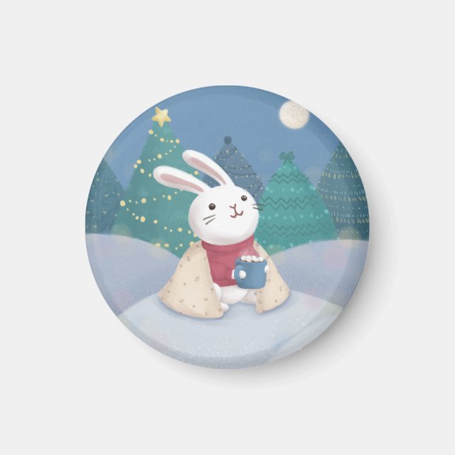 Merry Christmas: Bunny Illustration Magnet (Front)