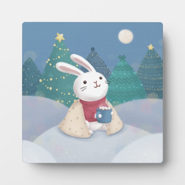 Merry Christmas: Bunny Illustration Plaque (Front)