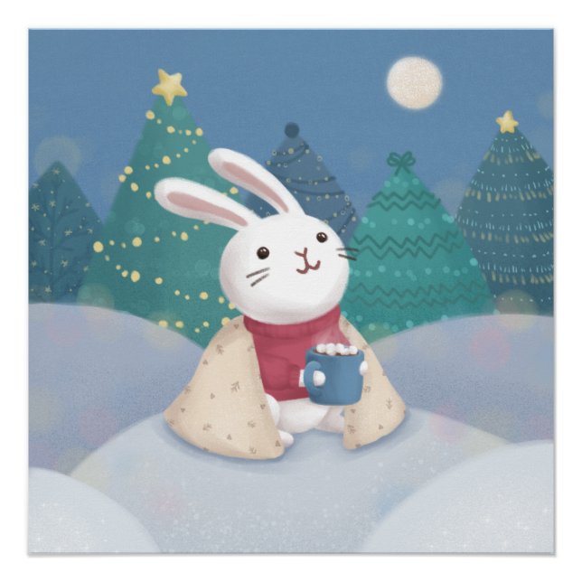 Merry Christmas: Bunny Illustration Poster (Front)